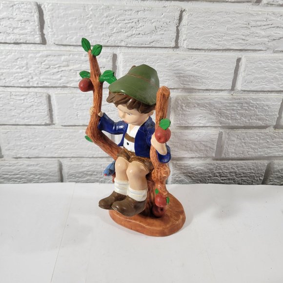 Vintage Bradford Hummel Style Boy in an Apple Tree.  -- ITEM #1285 - Picture 6 of 7